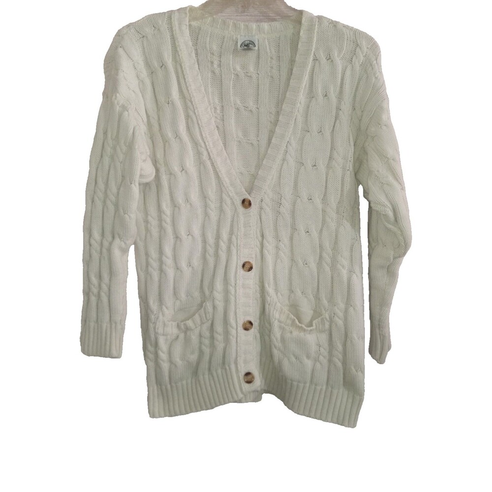 Modern Essentials Sweater Cable Knit Sweater Women's Size Medium Solid White